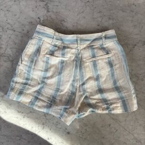 Frame Denim High Waist Blue and Cream Striped Shorts